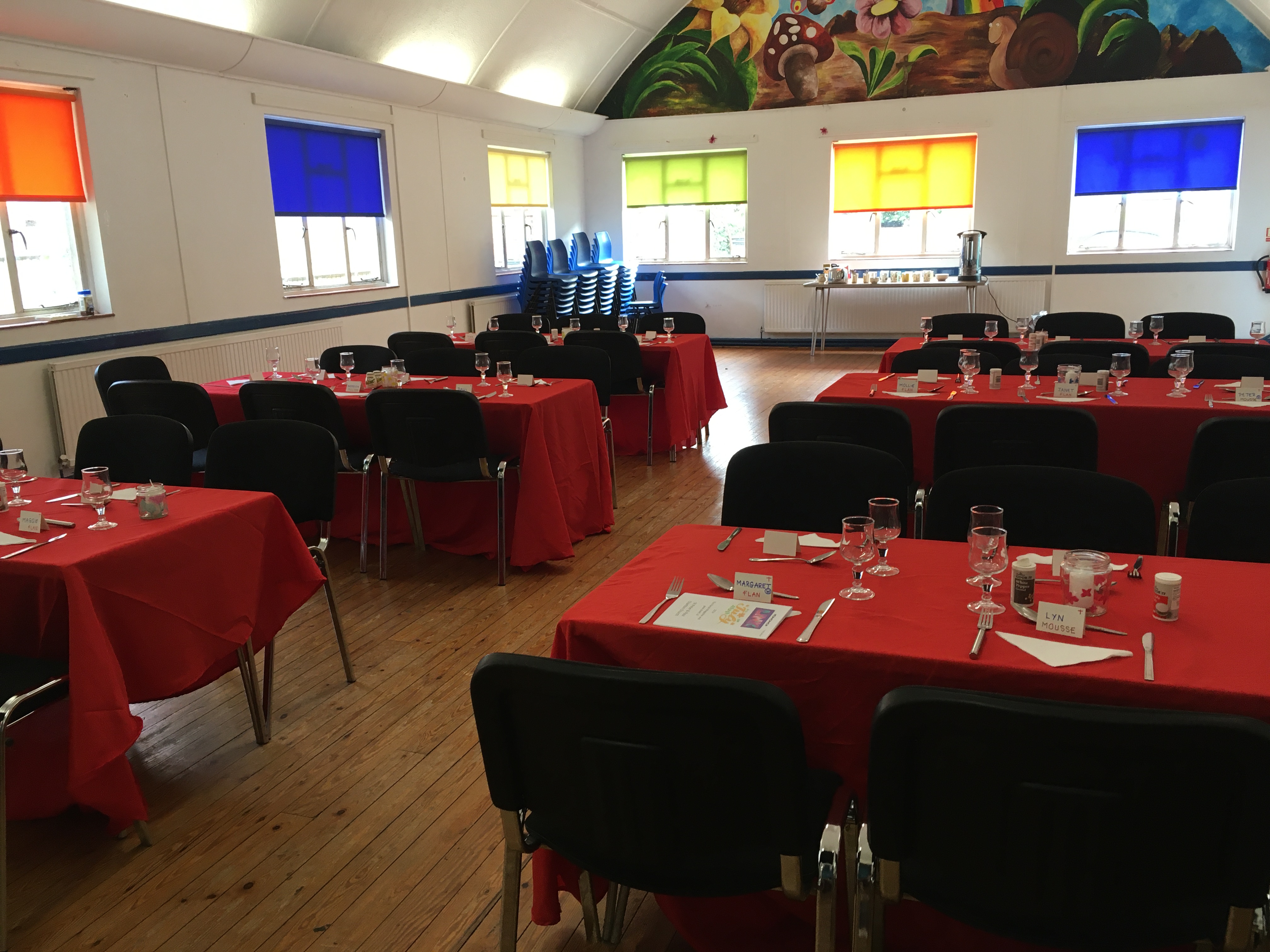 church hall set for lunch 2